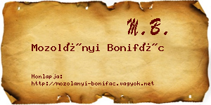 Mozolányi Bonifác névjegykártya
